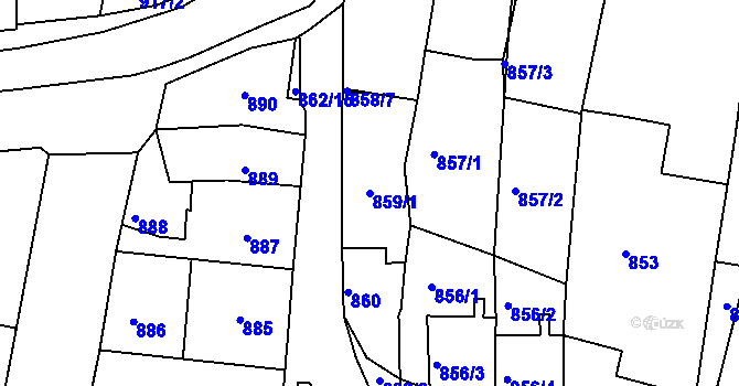 Parcela st. 859/1 v KÚ Starý Lískovec, Katastrální mapa
