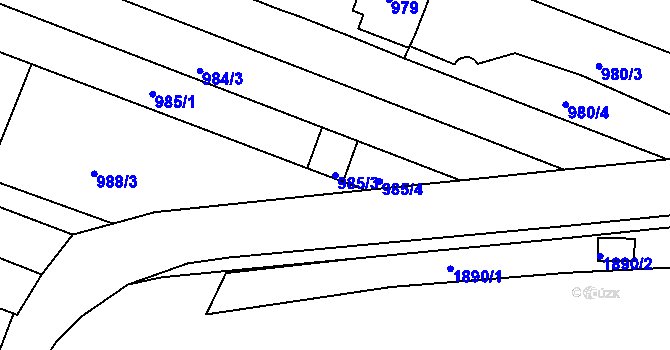 Parcela st. 985/3 v KÚ Starý Lískovec, Katastrální mapa