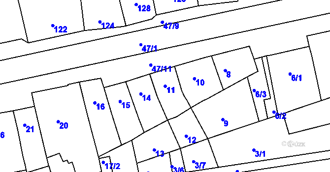 Parcela st. 11 v KÚ Horní Heršpice, Katastrální mapa