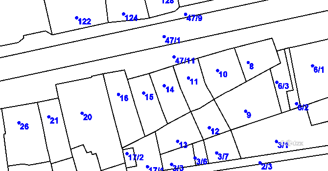 Parcela st. 14 v KÚ Horní Heršpice, Katastrální mapa
