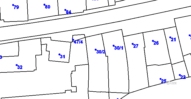 Parcela st. 30/2 v KÚ Horní Heršpice, Katastrální mapa