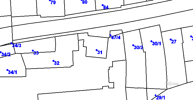 Parcela st. 31 v KÚ Horní Heršpice, Katastrální mapa
