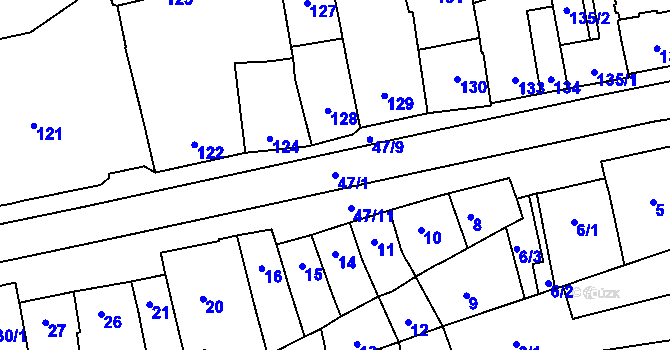 Parcela st. 47/1 v KÚ Horní Heršpice, Katastrální mapa