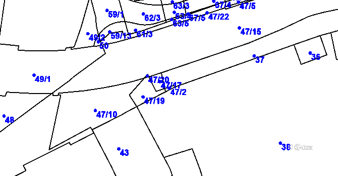 Parcela st. 47/2 v KÚ Horní Heršpice, Katastrální mapa