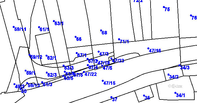 Parcela st. 47/3 v KÚ Horní Heršpice, Katastrální mapa