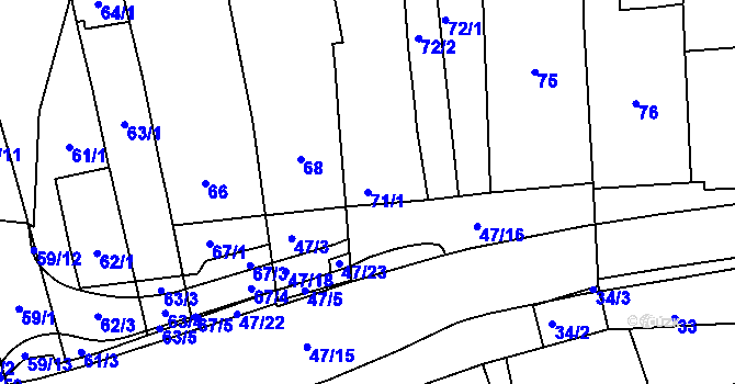 Parcela st. 71/1 v KÚ Horní Heršpice, Katastrální mapa