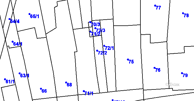 Parcela st. 72/2 v KÚ Horní Heršpice, Katastrální mapa