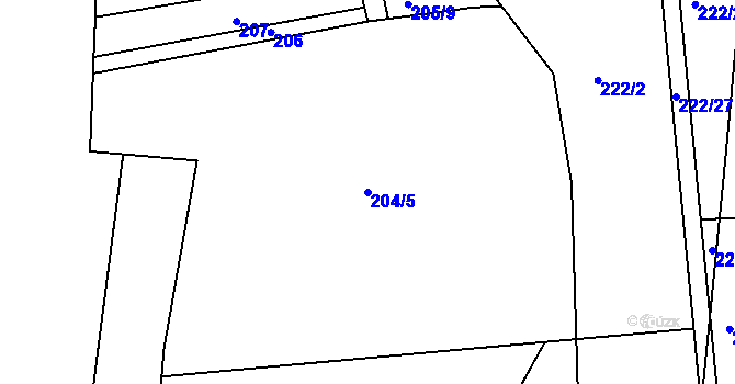 Parcela st. 204/5 v KÚ Horní Heršpice, Katastrální mapa