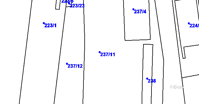 Parcela st. 237/11 v KÚ Horní Heršpice, Katastrální mapa