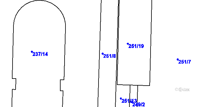 Parcela st. 251/8 v KÚ Horní Heršpice, Katastrální mapa