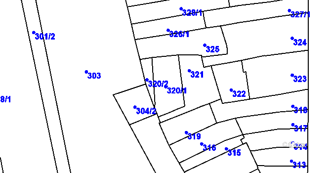 Parcela st. 320/1 v KÚ Horní Heršpice, Katastrální mapa