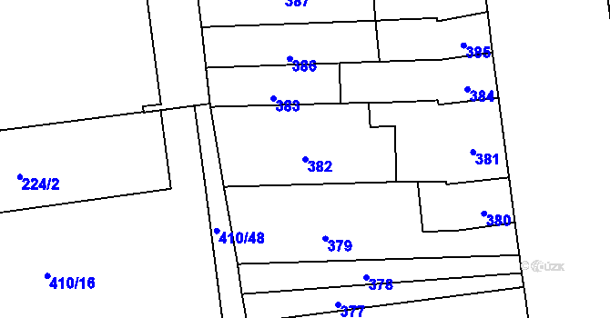Parcela st. 382 v KÚ Horní Heršpice, Katastrální mapa