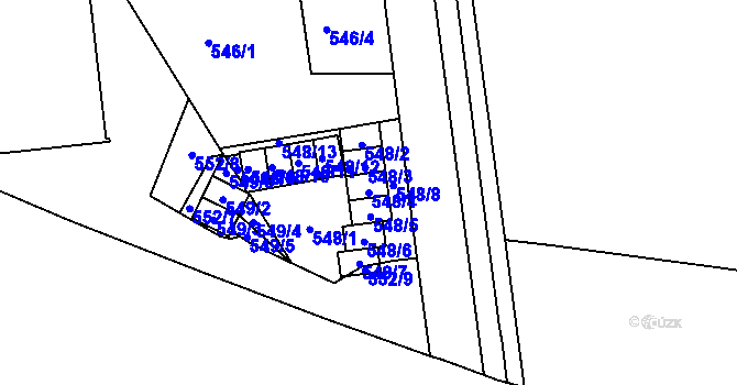 Parcela st. 548/4 v KÚ Horní Heršpice, Katastrální mapa