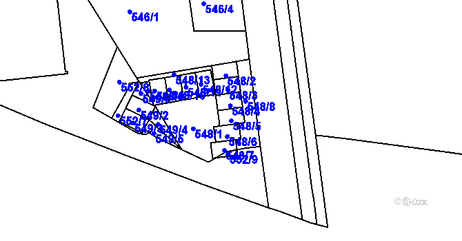 Parcela st. 548/5 v KÚ Horní Heršpice, Katastrální mapa