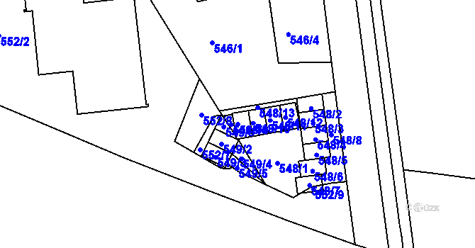 Parcela st. 548/9 v KÚ Horní Heršpice, Katastrální mapa
