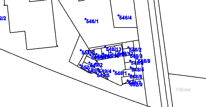 Parcela st. 548/10 v KÚ Horní Heršpice, Katastrální mapa