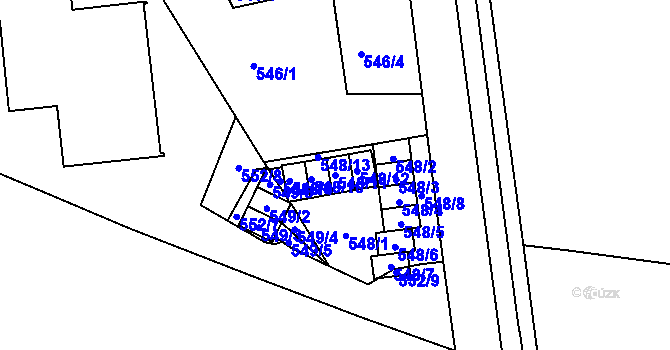 Parcela st. 548/11 v KÚ Horní Heršpice, Katastrální mapa