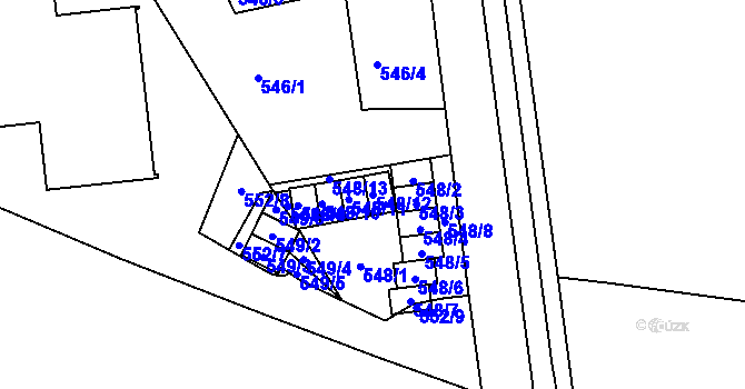 Parcela st. 548/12 v KÚ Horní Heršpice, Katastrální mapa