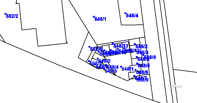 Parcela st. 549/6 v KÚ Horní Heršpice, Katastrální mapa