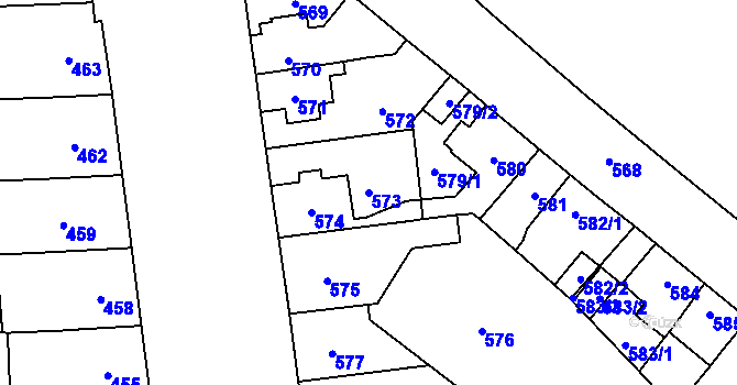 Parcela st. 573 v KÚ Horní Heršpice, Katastrální mapa