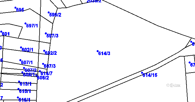 Parcela st. 614/3 v KÚ Horní Heršpice, Katastrální mapa