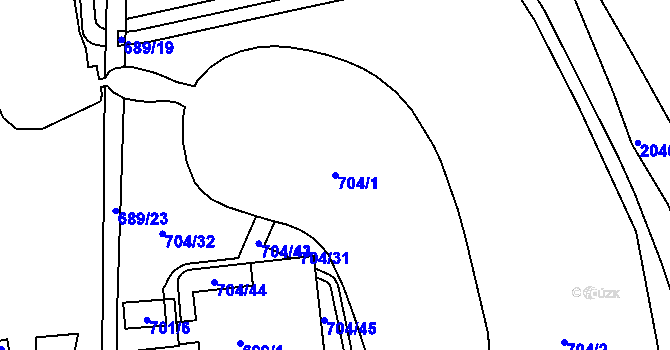 Parcela st. 704/1 v KÚ Horní Heršpice, Katastrální mapa