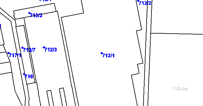 Parcela st. 712/1 v KÚ Horní Heršpice, Katastrální mapa