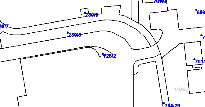 Parcela st. 726/2 v KÚ Horní Heršpice, Katastrální mapa