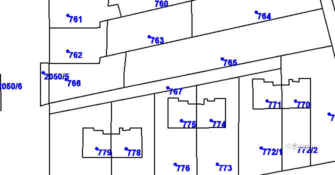 Parcela st. 767 v KÚ Horní Heršpice, Katastrální mapa