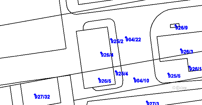 Parcela st. 926/4 v KÚ Horní Heršpice, Katastrální mapa