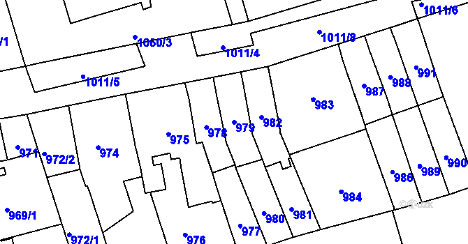 Parcela st. 979 v KÚ Horní Heršpice, Katastrální mapa