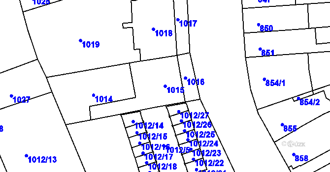 Parcela st. 1015 v KÚ Horní Heršpice, Katastrální mapa