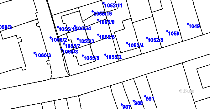 Parcela st. 1055/2 v KÚ Horní Heršpice, Katastrální mapa