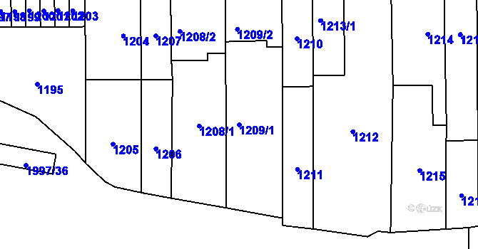 Parcela st. 1209/1 v KÚ Horní Heršpice, Katastrální mapa