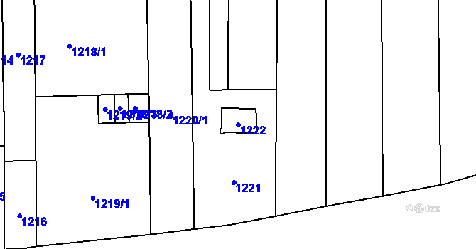 Parcela st. 1222 v KÚ Horní Heršpice, Katastrální mapa