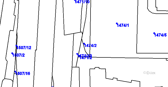 Parcela st. 1474/2 v KÚ Horní Heršpice, Katastrální mapa