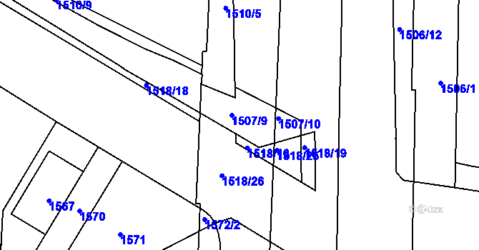 Parcela st. 1507/9 v KÚ Horní Heršpice, Katastrální mapa