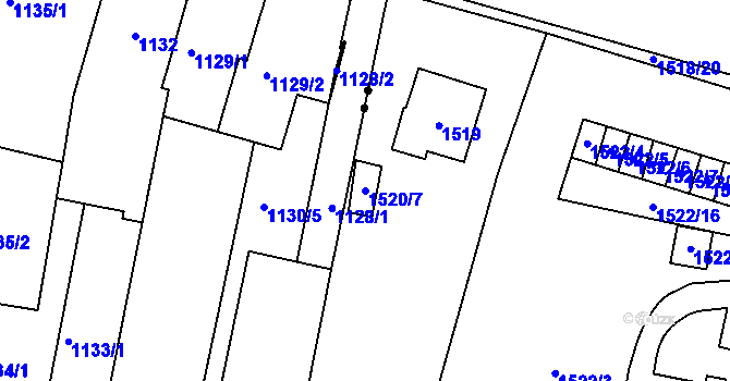 Parcela st. 1520/7 v KÚ Horní Heršpice, Katastrální mapa