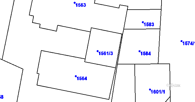 Parcela st. 1561/3 v KÚ Horní Heršpice, Katastrální mapa