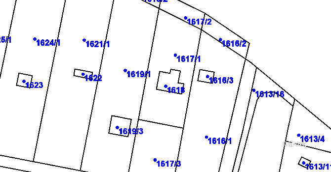 Parcela st. 1618 v KÚ Horní Heršpice, Katastrální mapa