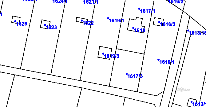 Parcela st. 1619/3 v KÚ Horní Heršpice, Katastrální mapa