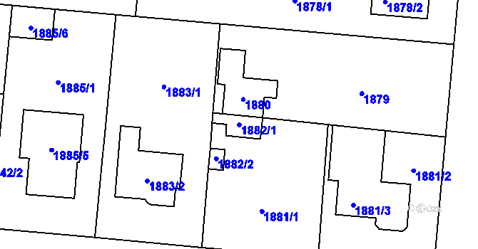 Parcela st. 1882/1 v KÚ Horní Heršpice, Katastrální mapa