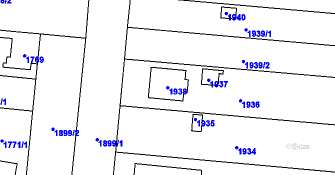 Parcela st. 1938 v KÚ Horní Heršpice, Katastrální mapa
