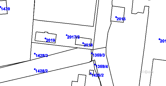 Parcela st. 2018 v KÚ Horní Heršpice, Katastrální mapa