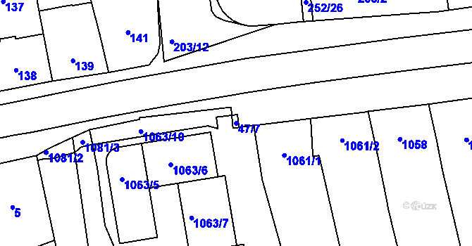 Parcela st. 47/7 v KÚ Horní Heršpice, Katastrální mapa
