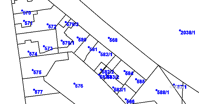 Parcela st. 582/1 v KÚ Horní Heršpice, Katastrální mapa