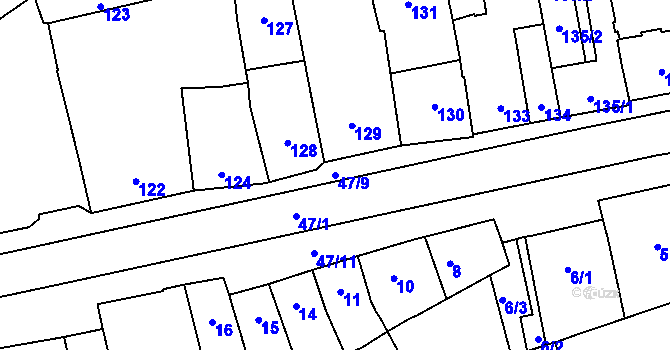 Parcela st. 47/9 v KÚ Horní Heršpice, Katastrální mapa
