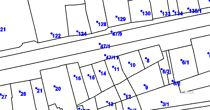 Parcela st. 47/11 v KÚ Horní Heršpice, Katastrální mapa