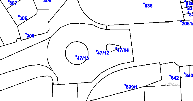 Parcela st. 47/12 v KÚ Horní Heršpice, Katastrální mapa