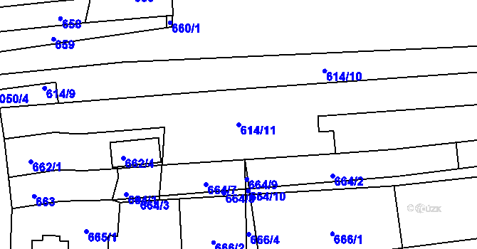 Parcela st. 614/11 v KÚ Horní Heršpice, Katastrální mapa